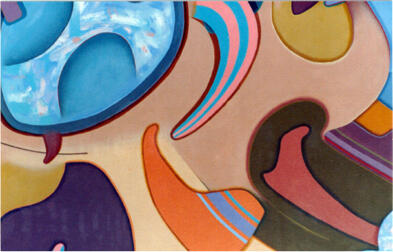 Close up of &quot;Meeting Like This&quot; (©️ 1995. Acrylic on canvas.)